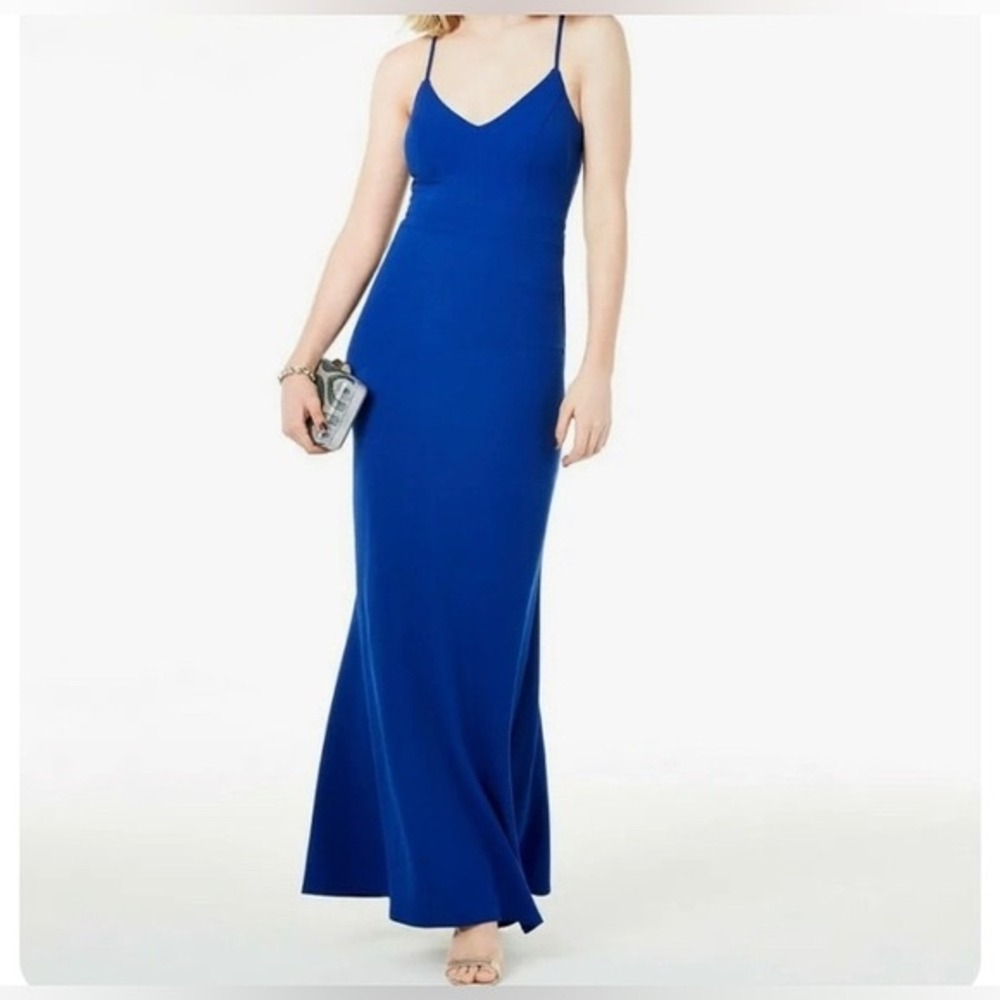 B. Darlin Royal Blue Lace Back Long Formal Gown Size 5/6 Dress